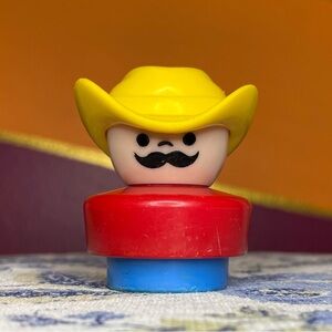 Fisher Price Little People Vintage 1990 Cowboy Yellow Hat Toy Collectible